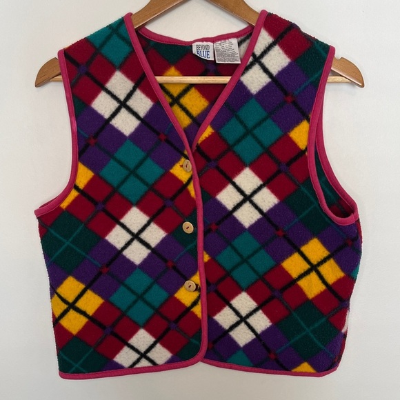 Rainbow Fleece Argyle Vest - Picture 2 of 6